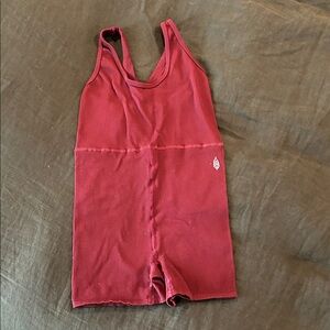 FP Movement by Free People Wine Red Ribbed romper